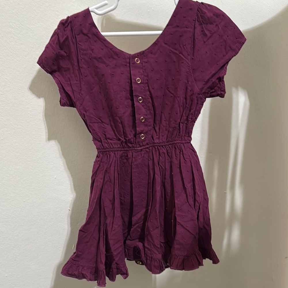 Purple Flutter Sleeve Ruffled Blouse - Picture 4 of 5